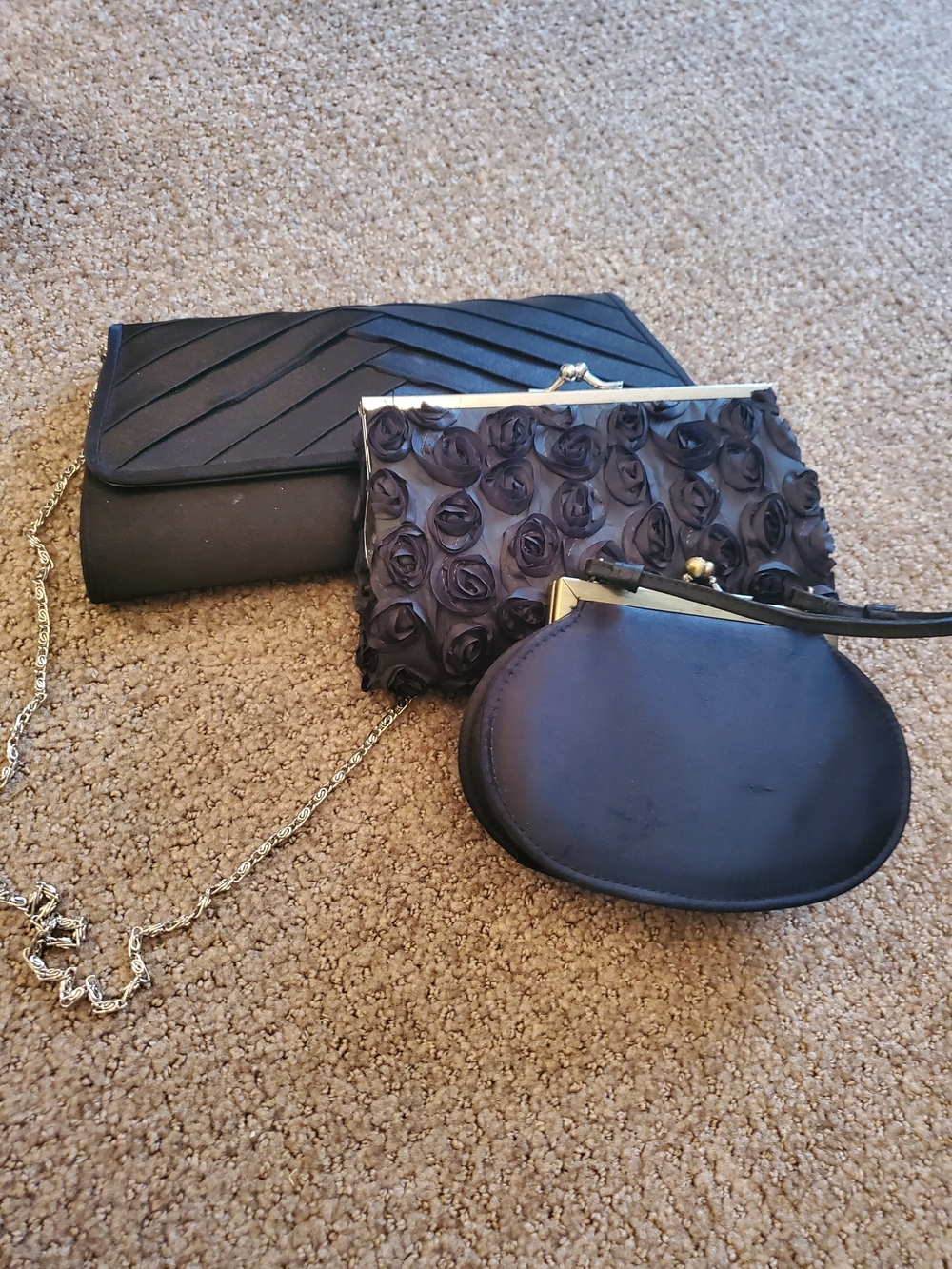 Women's Black Satin Evening Clutches. Can Be Bought Individually.